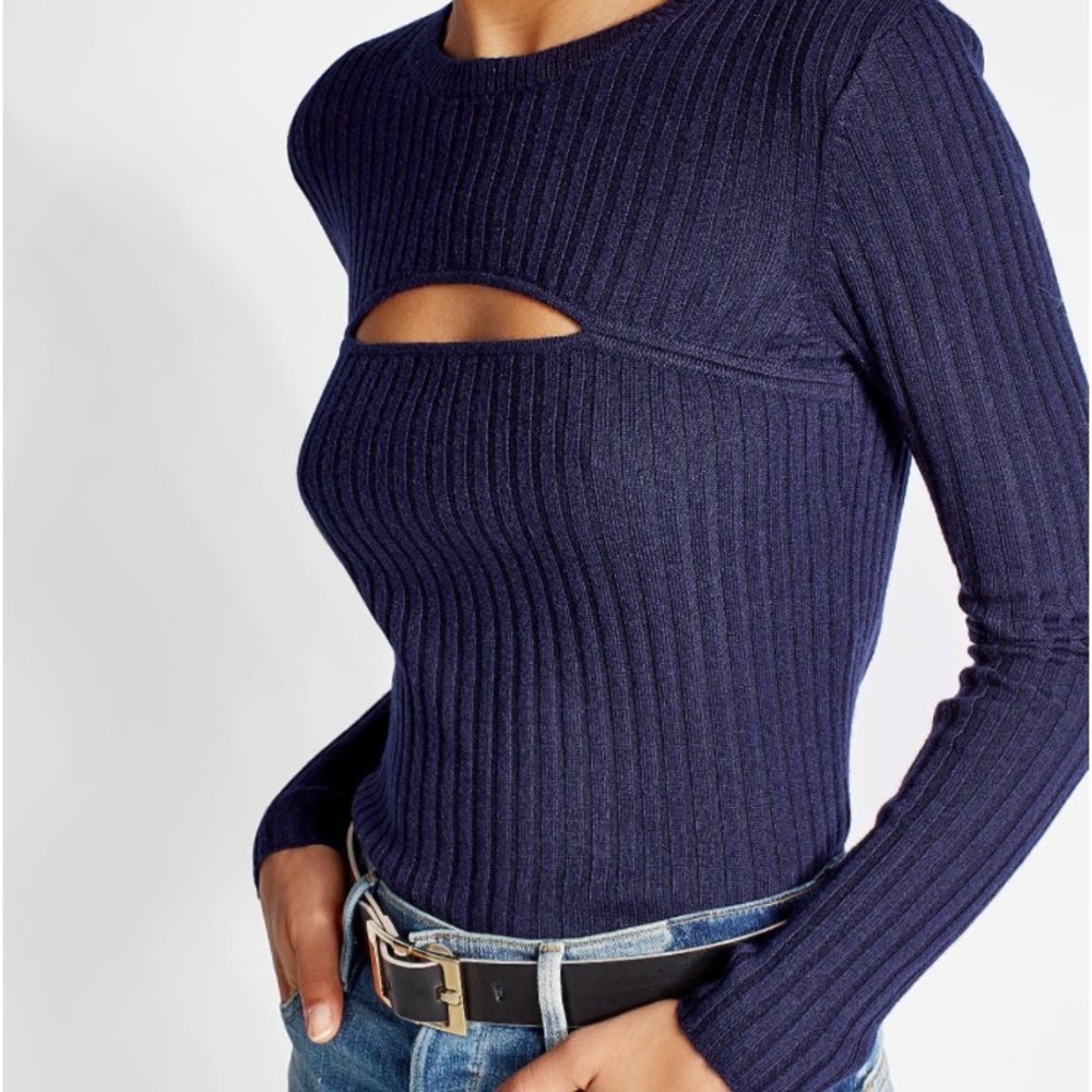 FRAME DENIM Cutout Pullover Merino Wool